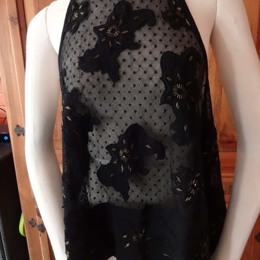 Free People Lace Embroidered Appliqued Beaded Top - Picture 6 of 7